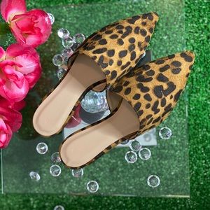 Suede animal print loafers